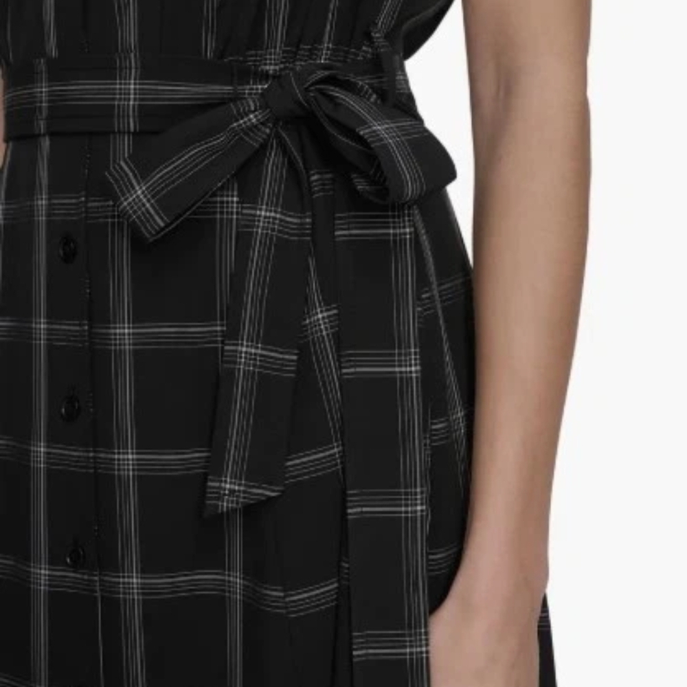 New.Calvin Klein Black and White Checkered Midi Dress - Picture 2 of 6